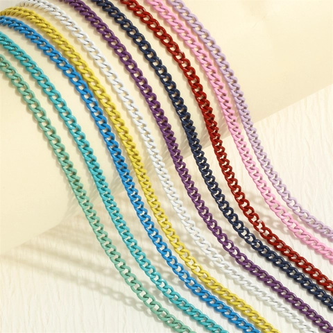 Modern Colorful Lacquer Cuban Link Necklace For Women Copper Adjustable Dopamine Style Fashion Simple Layering Choker Neck Jewelry