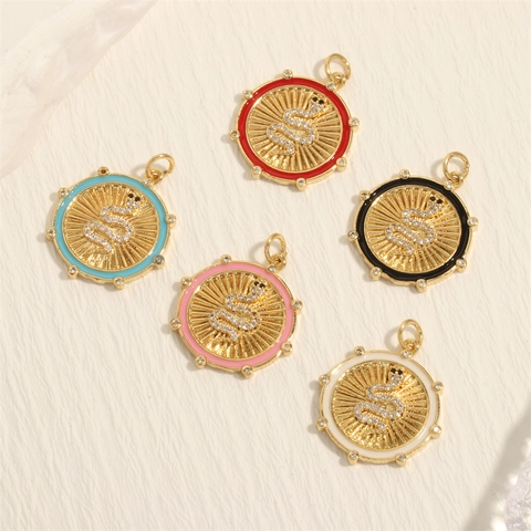 Koperen Zirkoon Emaille Slang Hanger Alleen Zonder Ketting Voor DIY Ketting Bedel Retro Mystieke Slang Sieraden Accessoires Voor Dames