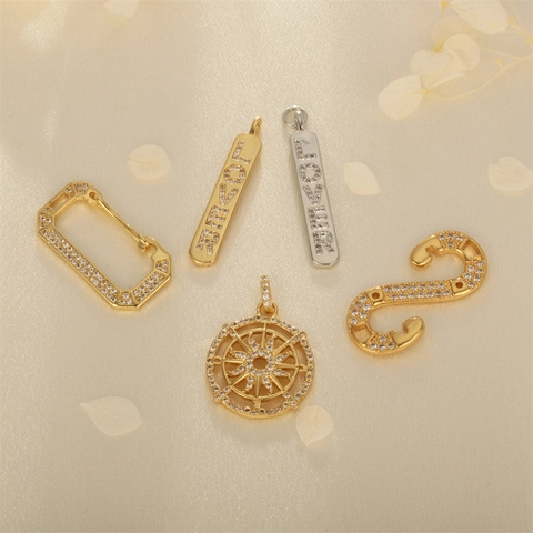 Pendentifs en Cuivre Zirconia DIY Lover Bar Boussole Mousqueton pour Collier Porte-Clés Création Bijoux Mode Femme