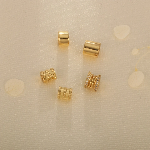 Gold Plated Copper Zirconia Heart Evil Eye Lip Bear Shape Large Hole Spacer Beads For DIY Bracelet Necklace Jewelry Making