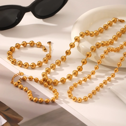 Collana E Bracciale A Catena In Acciaio Inossidabile Con Perline Per Donna Placcato Oro Minimalista Farfalla Fiore Conchiglia Pendente Gioielli