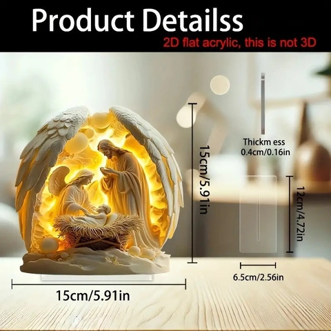 Nativity Szene 2D Flach Acryl Aufsteller Religiöse Jesus Geburt Tischdeko Für Weihnachten Zuhause Büro Schreibtisch Dekoration Geschenk