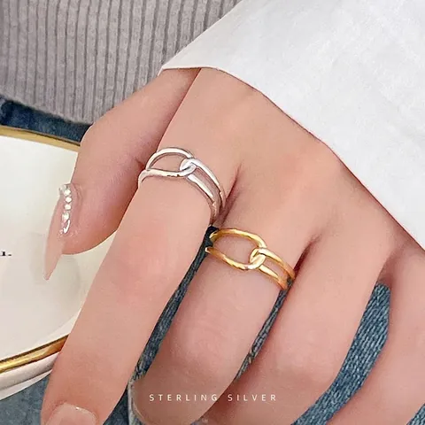 S925 Sterling Silber Knoten Offener Ring Für Damen Minimalistisch Verflochten Verstellbarer Fingerring Koreanischer Stil Schmuck