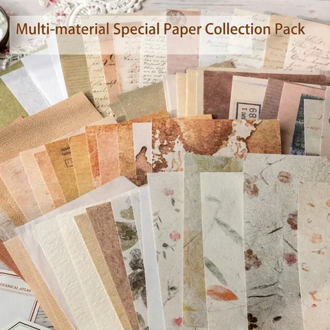 Vintage Materialpapier Für Scrapbooking Journaling DIY Hintergrund Handwerk Botanisches Dekoratives Spezialpapier Texturen