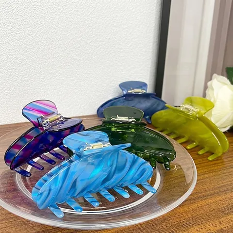 Large Acetate Hair Claw Clip Elegant Marble Tortoise Pattern Shark Hairpin For Women Daily Styling Strong Hold