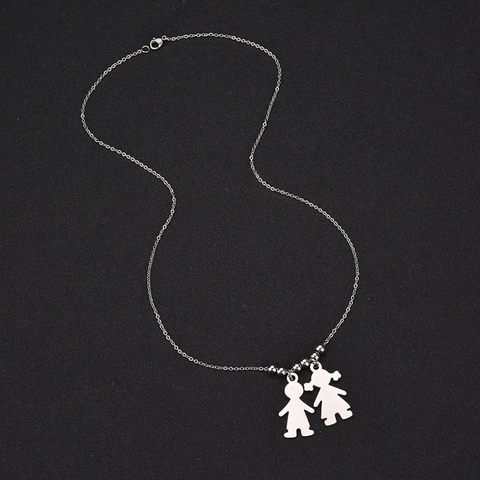 Collana Con Ciondolo Silhouette Bambino Bambina In Acciaio Inossidabile 316L Per Donna Gioielli Memoriali Lucidati Incidibili DIY Personalizzati