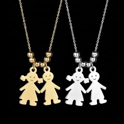 Collana Con Ciondolo Silhouette Bambino Bambina In Acciaio Inossidabile 316L Per Donna Gioielli Memoriali Lucidati Incidibili DIY Personalizzati