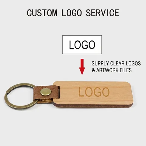 Porte-clés Rectangulaire en Bois et Cuir PU Avec Anneau en Métal Grain Naturel Porte-clés en Bois pour Clés de Voiture Moderne Minimaliste Cadeau Bijoux Homme Femme