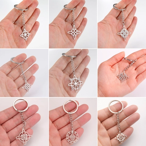 Llavero Nudo Celta Acero Inoxidable 304 Nudo De Bruja Wicca Gótico Geométrico Colgante Joyería Para Mujeres Hombres