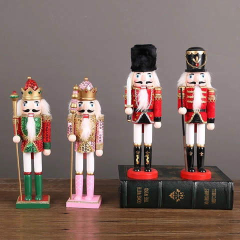 Soldats Casse-Noisette en Bois Vintage Figurines de Roi Décoration de Table de Noël Cadeau de Vacances pour Enfants