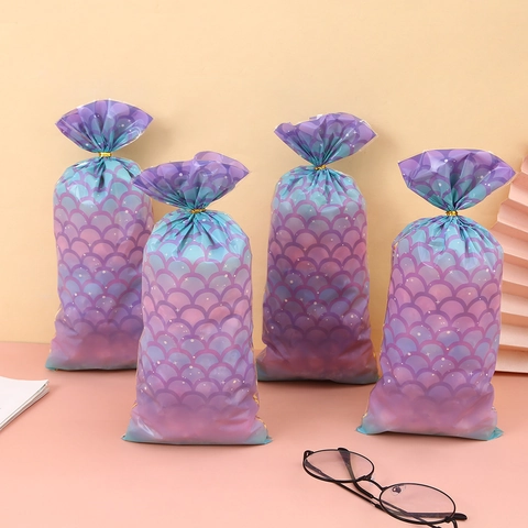Meerjungfrau Schuppen Geschenktüten Plastik OPP Süßigkeiten Kekse Verpackung Mit Bindedrähten Für Geburtstag Party