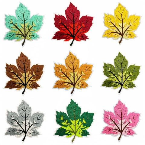 Toppe Ricamate Foglia Di Acero Colorate Termoadesive Da Cucire Applicazioni Decorative Per Vestiti Borse Fai Da Te