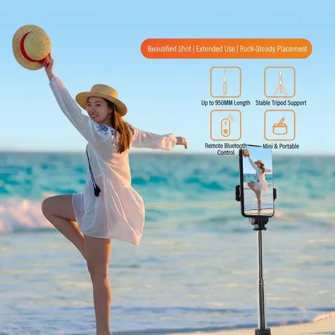 Treppiede per Bastone Selfie Bluetooth Con Asta Estensibile in Lega di Alluminio Telecomando Staccabile Luce di Riempimento Supporto per Telefono