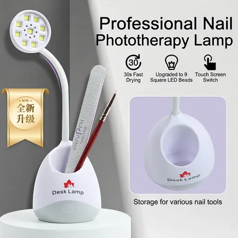 Lampada Unghie LED UV Portatile Ricaricabile Collo D'oca Flessibile Luce Polimerizzante Scrivania Con Base Contenimento Forma Canguro Manicure