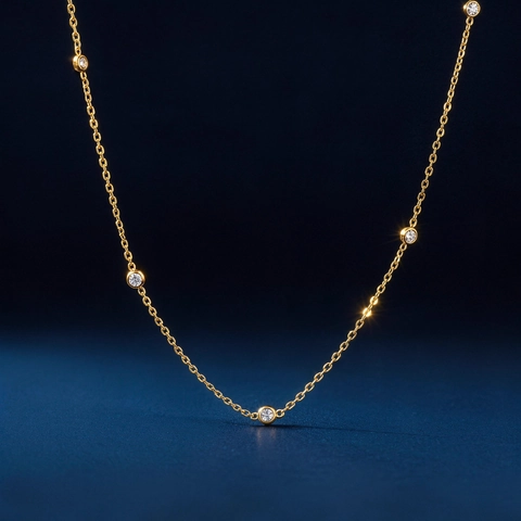 Stainless Steel Necklace 18K Gold Plated Round Zircon Pendant Elegant Minimalist Fashion Jewelry For Women