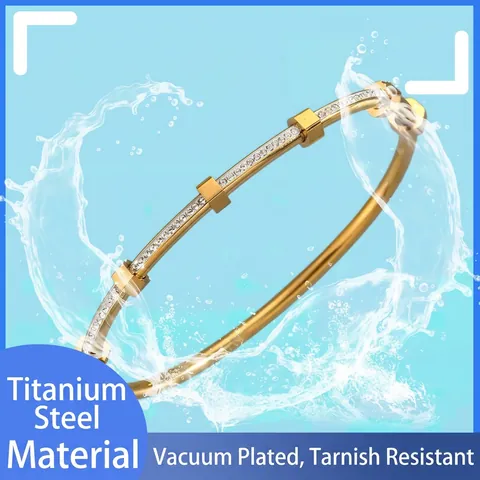 Brazalete de Tuerca de Tornillo Industrial de Acero Inoxidable para Mujer Chapado en Oro Plata Strass Anillo Corazón Mariposa