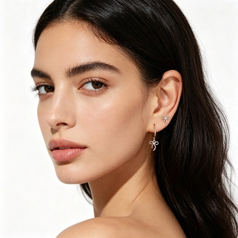 925 Sterling Silber Schleife Ohrringe Band Knoten Gedrehte Seil Textur Stecker Und Creolen Für Damen