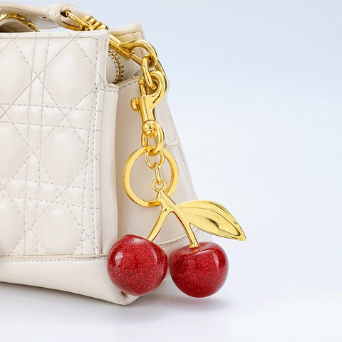 Portachiavi Pendente Per Borsa Frutta Animali Lega Resina Strass Cuore Fiocco Ciondolo Accessori Moda Per Borse E Zaini