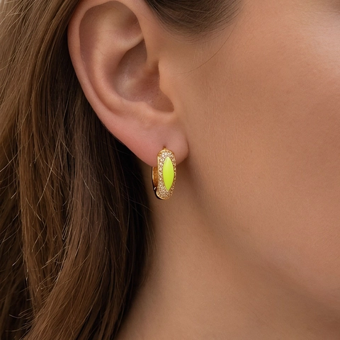18K Vergoldetes Kupfer Bunte Emaille Marquis Ohrringe Mikro Zirkonia Leicht Elegant Huggie Ohrringe Für Damen Schmuck