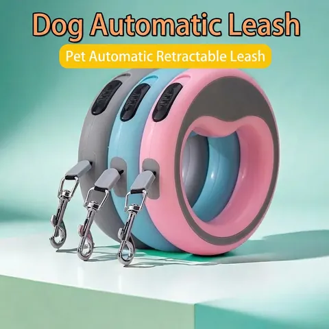 Guinzaglio Retrattile Automatico Per Cani ABS Nylon Pulsante Blocco Freno Impugnatura Ergonomica Rotonda Per Animali Medi