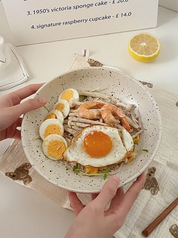 Vaisselle Émail Éclaboussures Encre Rétro Bol Tasse Assiette Plate Cuillère Pour Petit-Déjeuner Salade Fruits Style Industriel