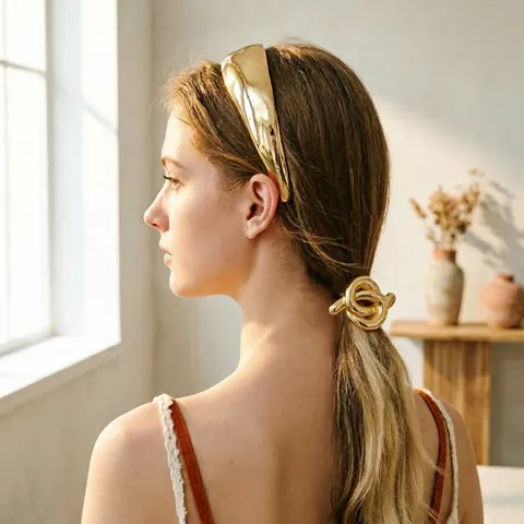 Goma Para El Pelo Geométrica De Aleación De Zinc Minimalista Soporte Para Coleta De Metal Corazón Nudo Concha Para Mujeres