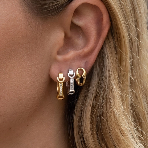 Orecchini Rame Zircone Minimalista Morsetto Spilla Balia Design Geometrico Accessori Moda Per Donna Ufficio
