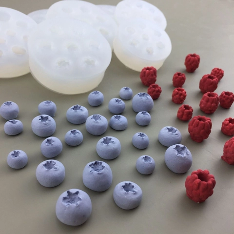 Molde De Silicona Frambuesa Arándano Grado Alimenticio Para Fondant Chocolate Caramelo Resina Yeso DIY Horneado