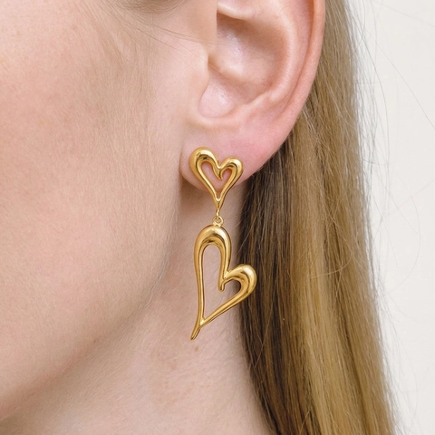 Gold 304 Edelstahl Ohrhänger Damen Lotusblatt Seestern Herzform Wasserdicht Hypoallergen Mode Schmuck