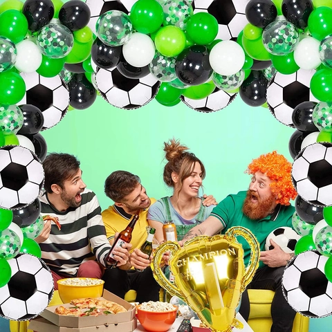 Arco di Palloncini a Tema Calcio Palloncini in Alluminio Trofeo d'Oro per Decorazioni Festa Sportiva Compleanno Bambini