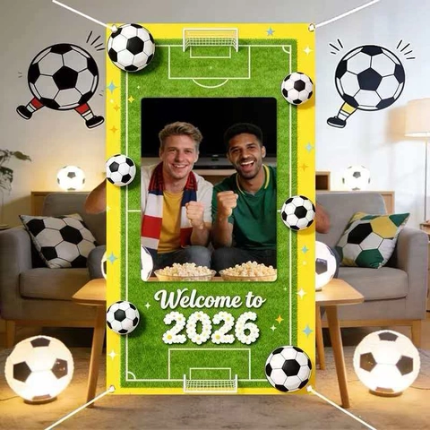 Fußball Thema Welcome To 2026 Foto Hintergrund Banner Polyester Stoff Sport Party Dekorationen Ausschnitt Fotografie Requisiten