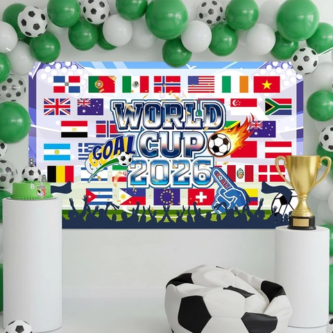 Soccer Cup 2026 Tournament Wallchart Backdrop Polyester Fabric Football Photography Background For Party Sports Fan Decoration
