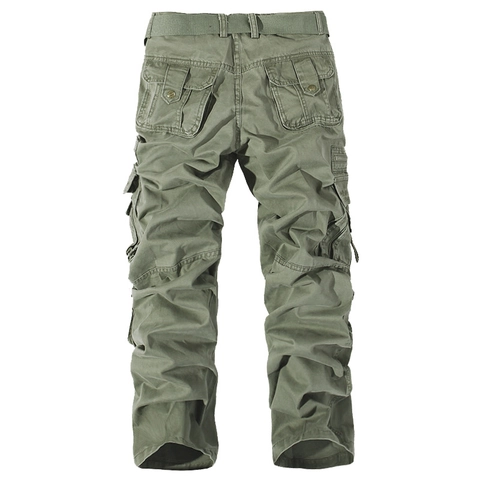 Pantalon Cargo Homme Plusieurs Poches Coton Extérieur Décontracté Jambe Droite Pantalon Style Militaire Tactique Durable