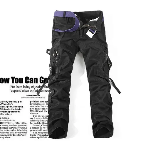 Men Casual Cargo Pants Cotton Multi Pocket Outdoor Work Trousers With Belt Relaxed Fit Military Style Bottoms for Men