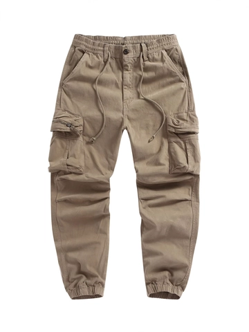 Pantaloni Jogger Cargo Casual da Uomo Tasche Multiple Vita Elastica Coulisse Cotone Pantaloni da Lavoro all'Aperto per Uomo