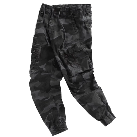 Herren Tarnmuster Cargo Hose Baumwollmischung Multi Taschen Jogger Elastische Taille Casual Outdoor Streetwear Mode Hose