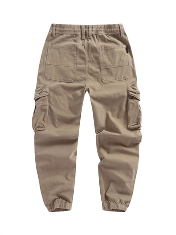 Pantaloni Jogger Cargo Casual da Uomo Tasche Multiple Vita Elastica Coulisse Cotone Pantaloni da Lavoro all'Aperto per Uomo