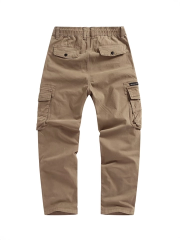 Pantaloni Cargo da Uomo in Cotone Lavato Multitasca Vita Elastica Vestibilità Affusolata Pantaloni Lunghi Utility Casual per Uomo