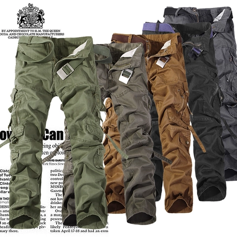 Men Casual Cargo Pants Cotton Multi Pocket Outdoor Work Trousers With Belt Relaxed Fit Military Style Bottoms for Men