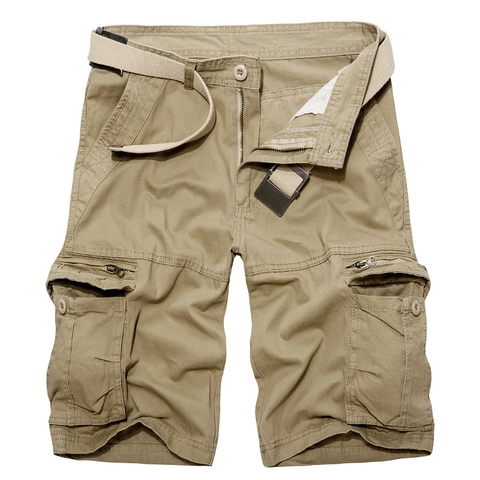 Herren Baumwolle Cargo Shorts Multi Taschen Atmungsaktiv Sommer Outdoor Casual Taktische Arbeitshose Für Erwachsene Mit Gürtel
