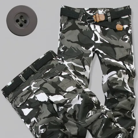 Herren Cargohose Fleece Gefüttert Baumwolle Tarnmuster Mehrere Taschen Warm Militär Taktische Lässige Winterhose Für Herren
