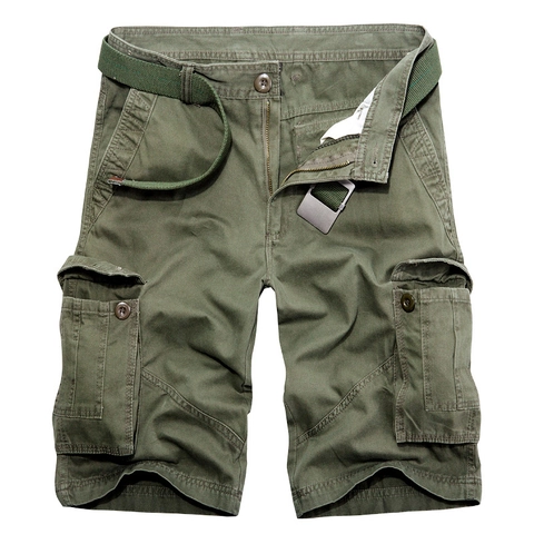 Men's Cargo Shorts Cotton Blend Multi-Pocket Casual Summer Outdoor Shorts With Belt Straight Leg Plain Style Bottoms