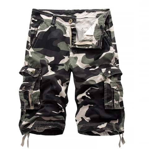 Men Casual Cargo Shorts Camouflage Multi Pocket Cotton Fabric Outdoor Summer Beach Work Wear Tactical Shorts