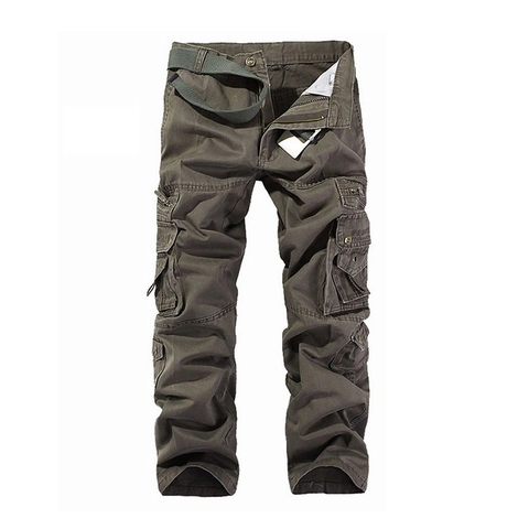 Pantalon Cargo Homme Plusieurs Poches Coton Extérieur Décontracté Jambe Droite Pantalon Style Militaire Tactique Durable