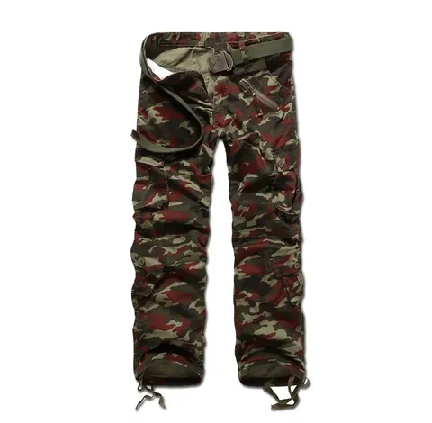 Pantalones Cargo de Camuflaje Multibolsillos para Hombre Pantalones de Trabajo Casuales de Sarga de Algodón Pierna Recta Talla Grande Moda