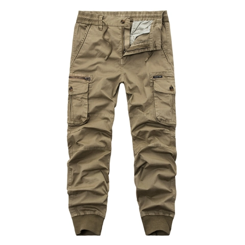 Men's Cargo Jogger Pants Multi-pocket Cotton Tapered Leisure Pants Tactical Outdoor Casual Slim Fit Small-leg Trousers For Youth