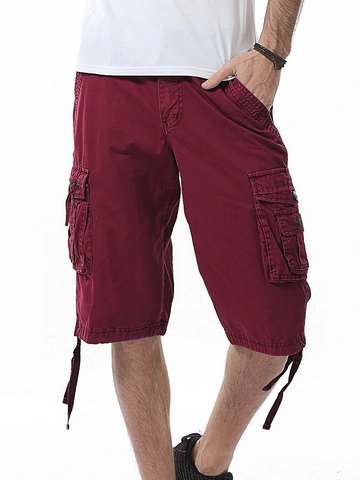 Men's Multi Pocket Cargo Shorts Cotton Blend Loose Fit Knee Length Mid Waist Straight Leg Casual Outdoor Work Shorts