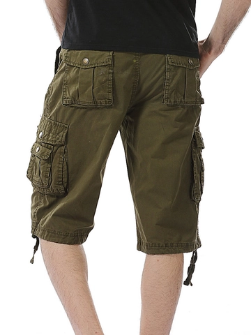 Pantalones Cortos Cargo de Algodón para Hombre Ajuste Holgado Multibolsillo Resistente para Trabajo Casual Al Aire Libre