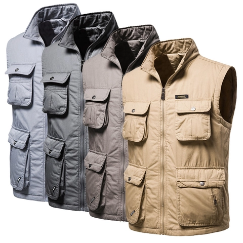 Herren Taktische Cargo Weste Mit Mehreren Taschen Stehkragen Baumwollmischung Outdoor Angeln Fotografie Workwear Weste Jacke