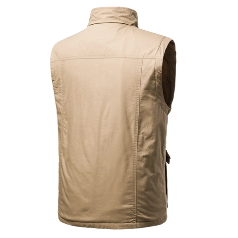 Men Utility Vest Multi-Pocket Tactical Waistcoat Outdoor Photography Fishing Sleeveless Jacket Casual Workwear Outerwear